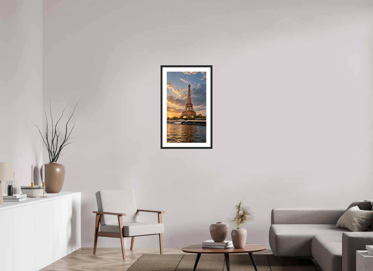 45 x 80 cm, Fineartprint im Rahmen - schwarz Paris Icon – Eiffel Tower