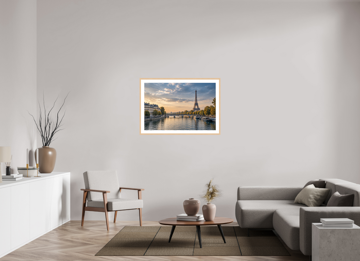 105 x 70 cm, Fineartprint im Rahmen - natur Paris — Timeless Seine