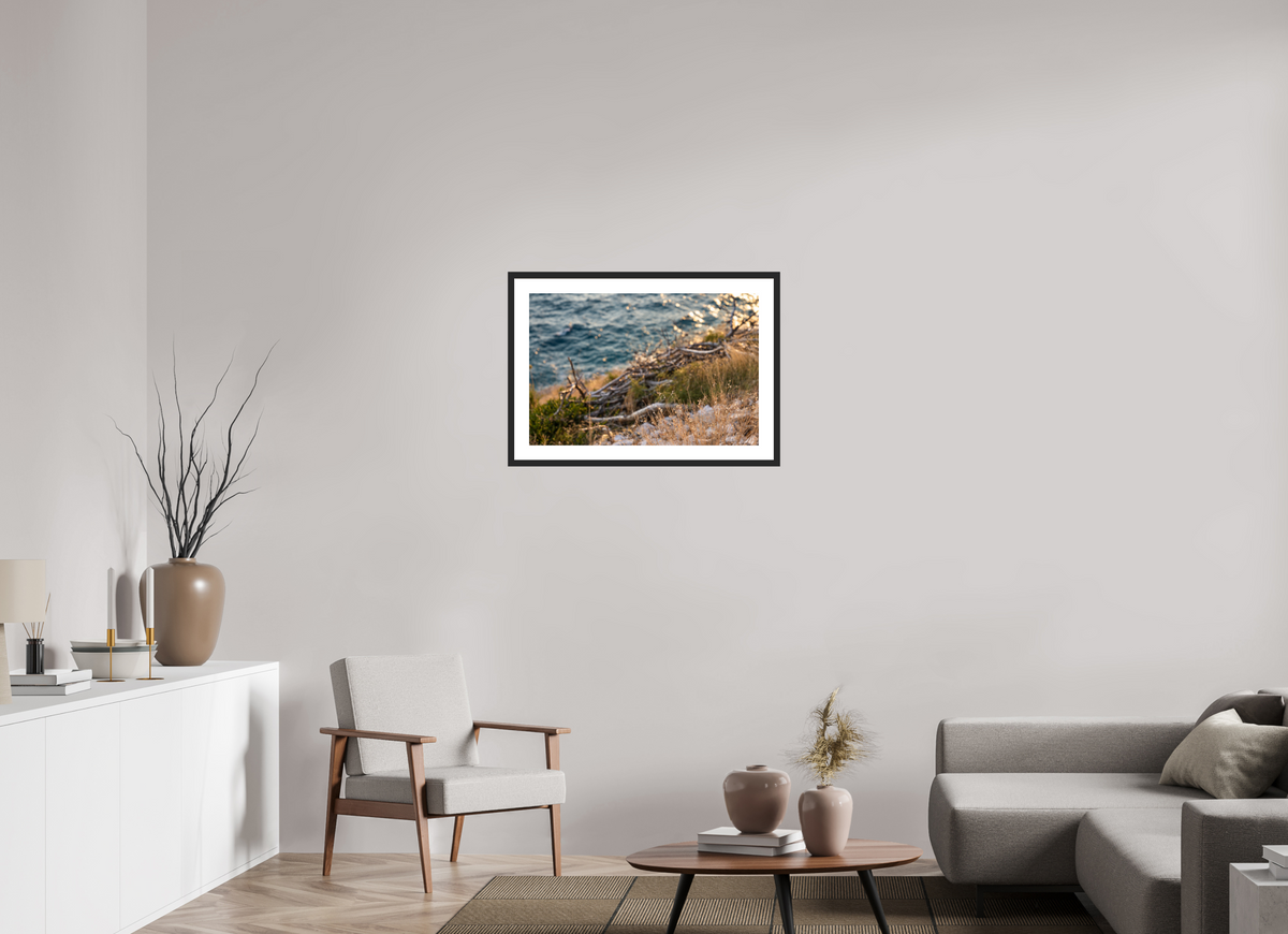 75 x 50 cm, Fineartprint im Rahmen - schwarz Coastal Whispers