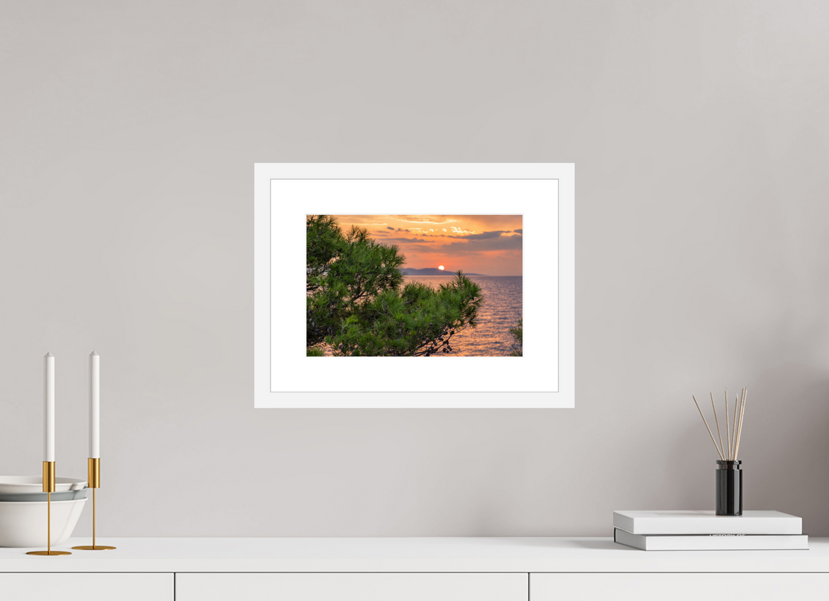 30 x 20 cm, Fineartprint im Rahmen - weiß Pines in the Last Light