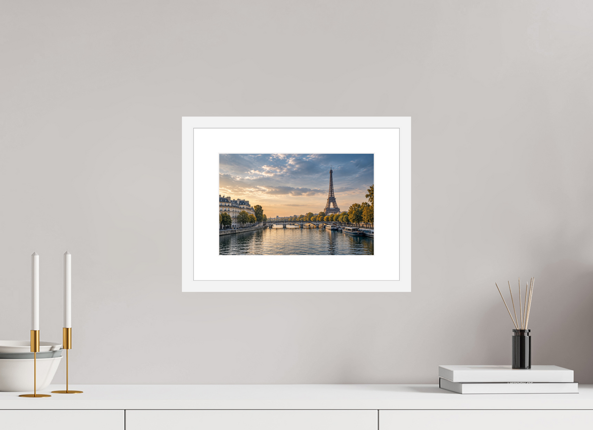 30 x 20 cm, Fineartprint im Rahmen - weiß Paris — Timeless Seine