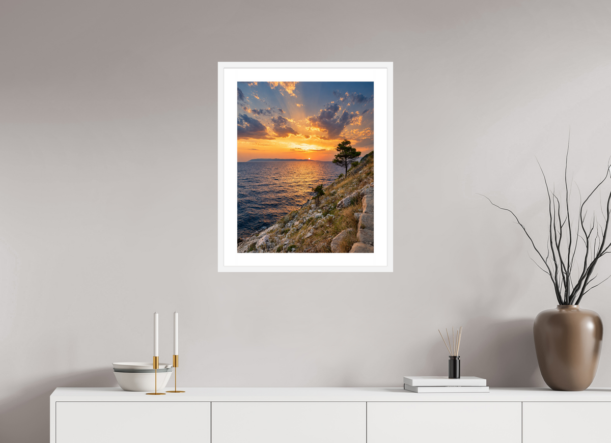 50 x 62,5 cm, Fineartprint im Rahmen weiß Adriatic Afterglow