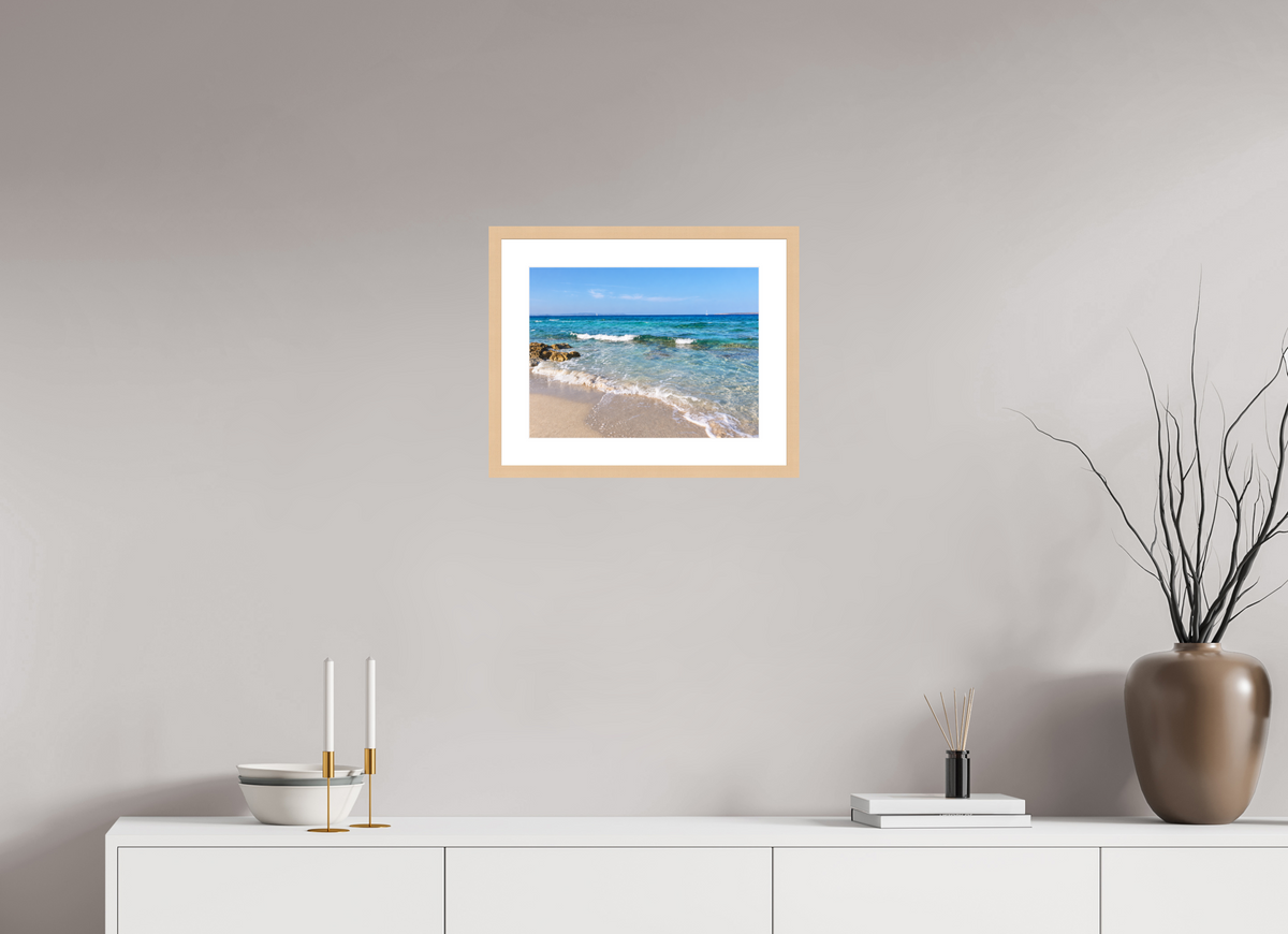 40 x 30 cm, Fineartprint im Rahmen - natur Turquoise Whispers