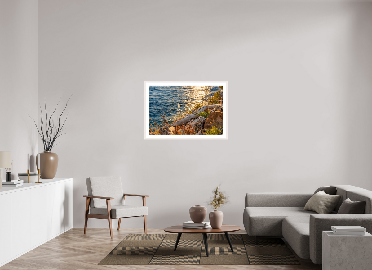 105 x 70 cm, Fineartprint - weiß Coastal Golden Light