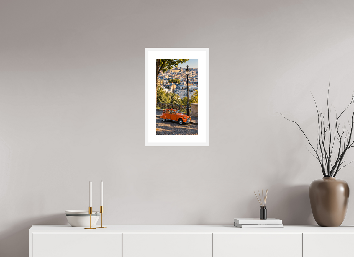 27 x 48 cm, Fineartprint im Rahmen – Weiß Paris in Motion