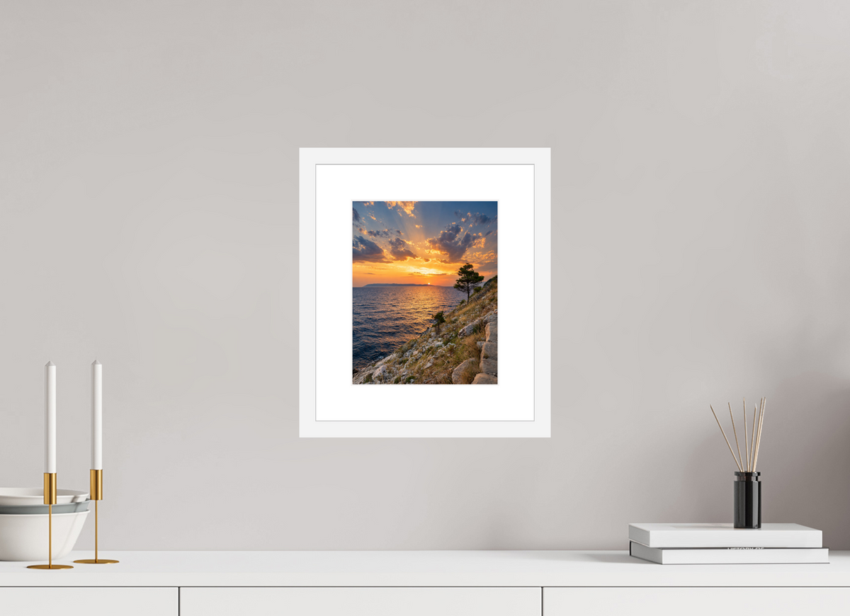 20 x 25 cm, Fineartprint im Rahmen weiß Adriatic Afterglow