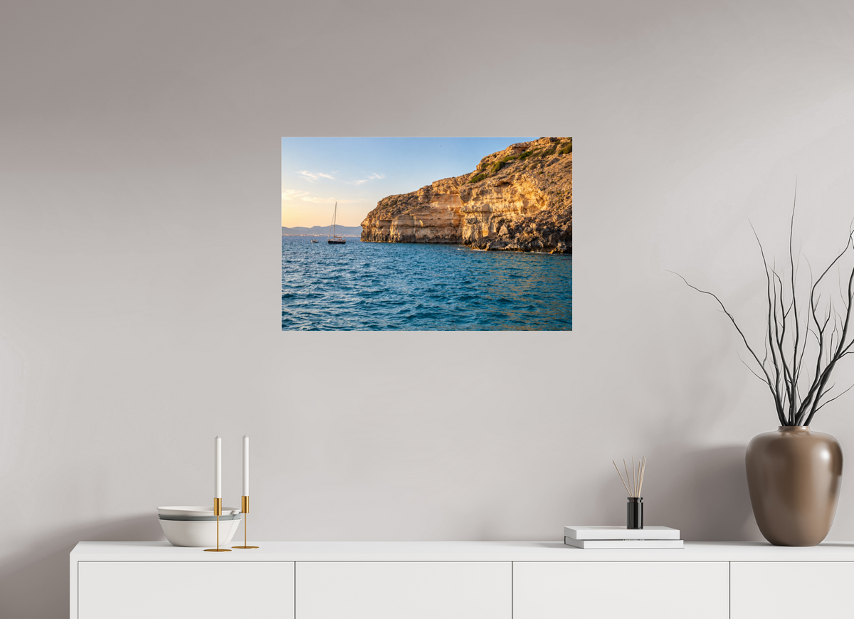75 x 50 cm, Photo Print Under Acrylic Glass Golden Cala – Mallorca