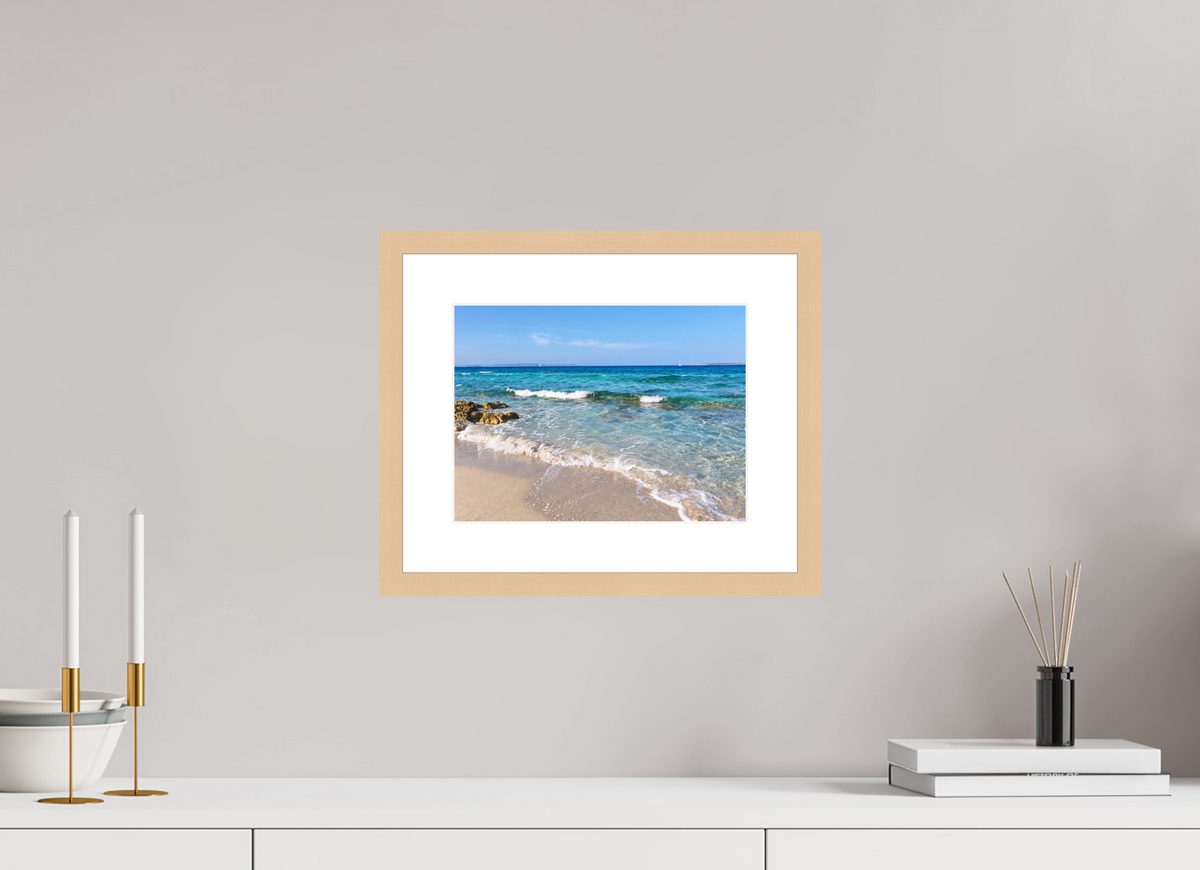 28 x 21 cm, Fineartprint im Rahmen - natur Turquoise Whispers