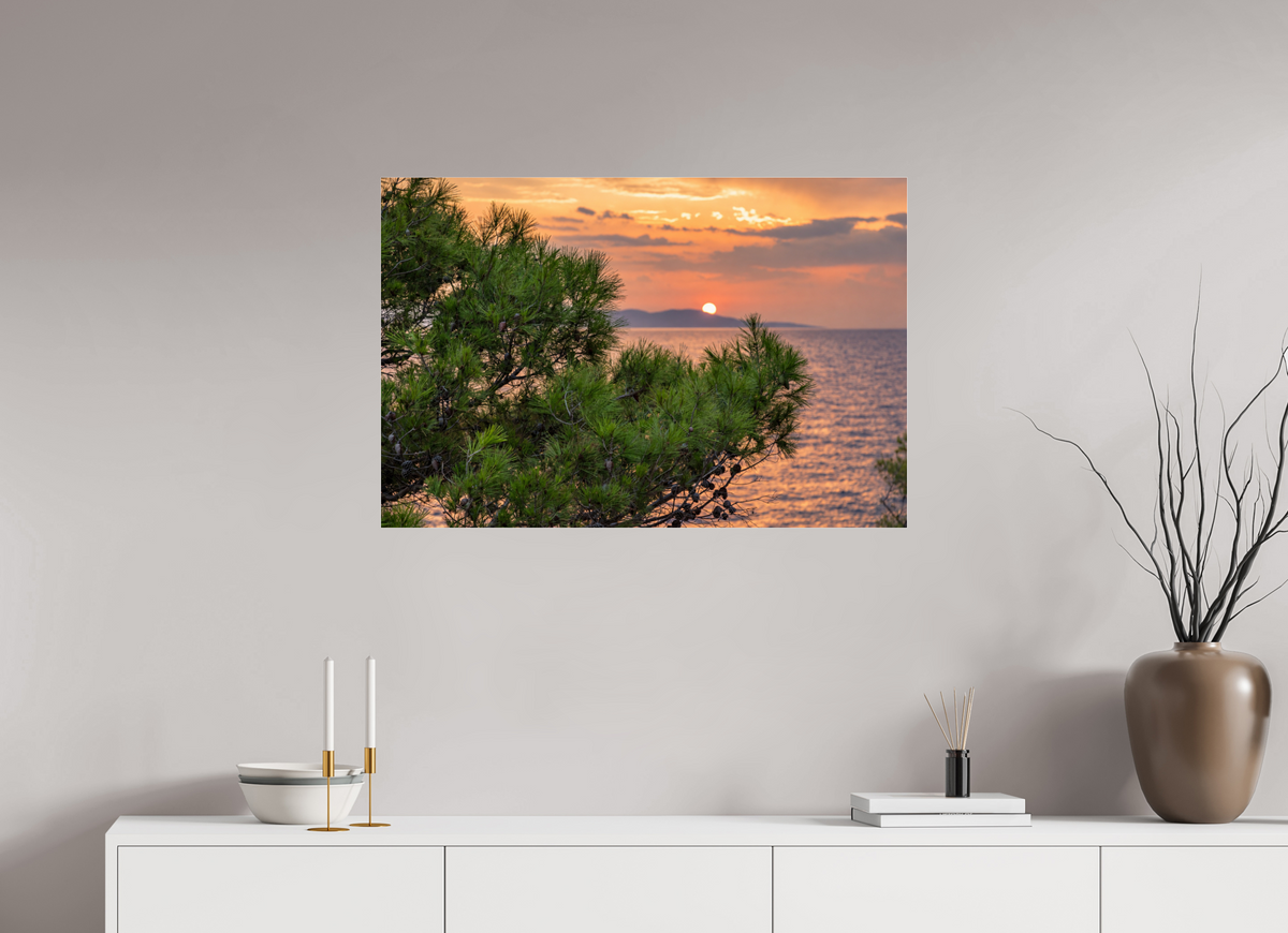 90 x 60 cm, Photo Print Under Acrylic Glass Pines in the Last Light