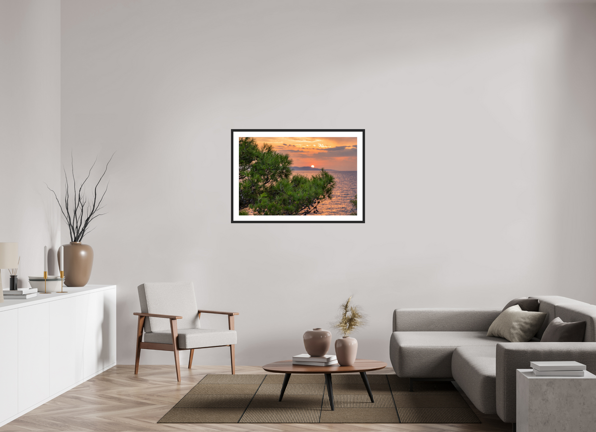 105 x 70 cm, Fineartprint im Rahmen - schwarz Pines in the Last Light