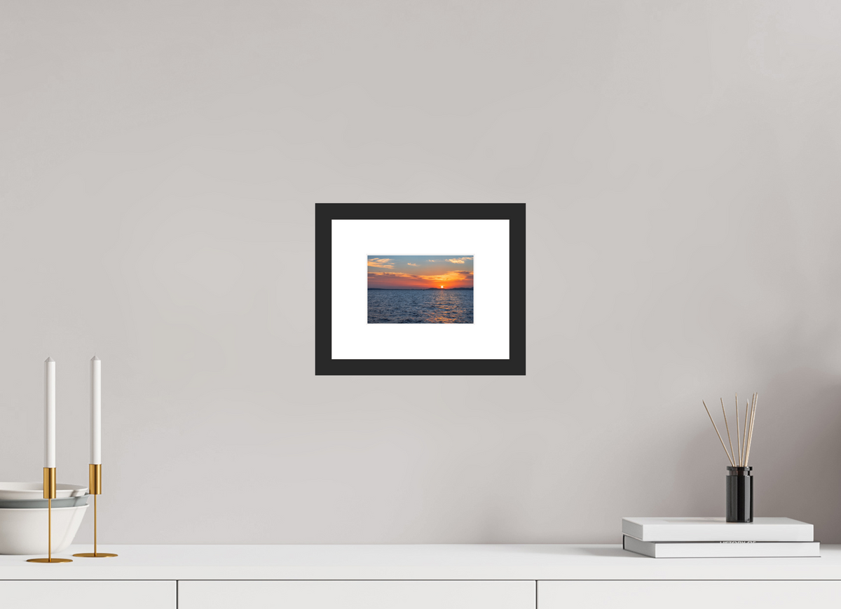 15 x 10 cm, Fineartprint im Rahmen schwarz Mediterranean Afterglow – Mallorca
