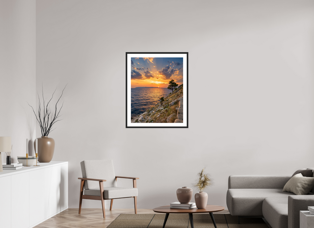 70 x 87,5 cm, Fineartprint im Rahmen - schwarz Adriatic Afterglow