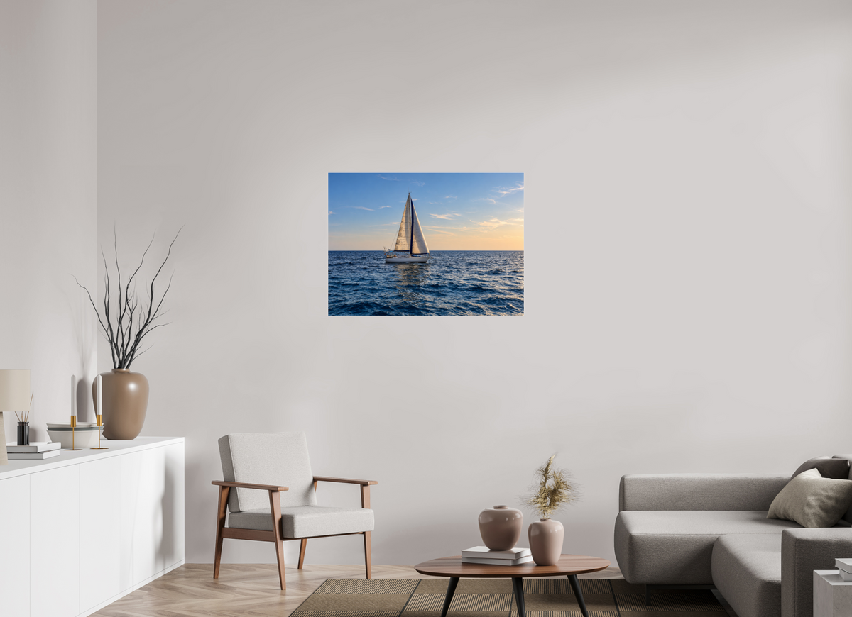 95,6 x 70 cm, Photo Print Under Acrylic Glass Sailing into Gold – Mallorca