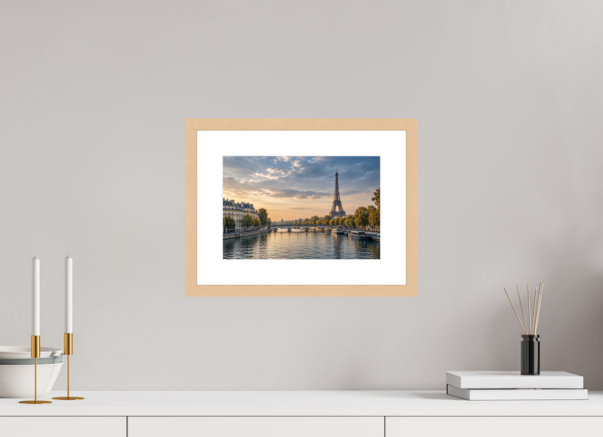 30 x 20 cm, Fineartprint im Rahmen - natur Paris — Timeless Seine