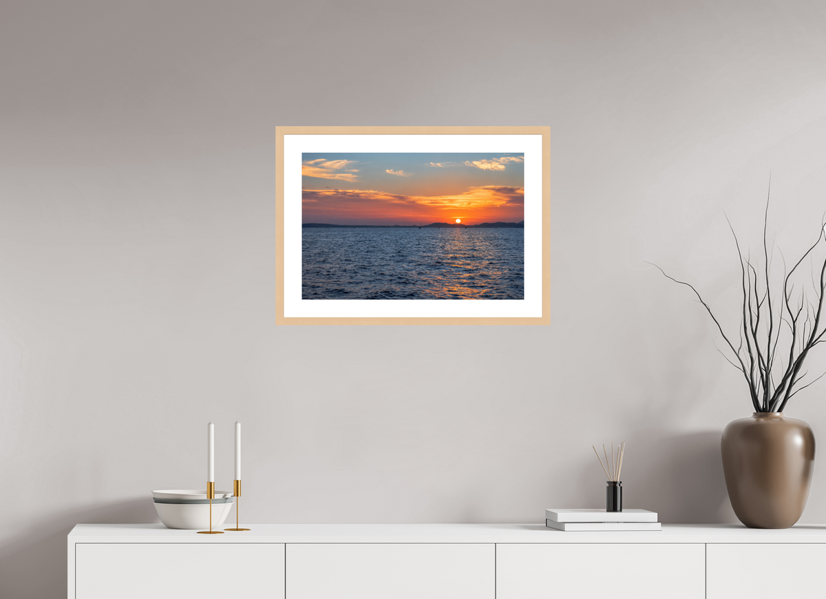 60 x 40 cm, Fineartprint im Rahmen - natur Mediterranean Afterglow – Mallorca