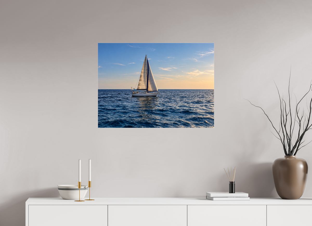 82 x 60 cm, Photo Print Under Acrylic Glass Sailing into Gold – Mallorca