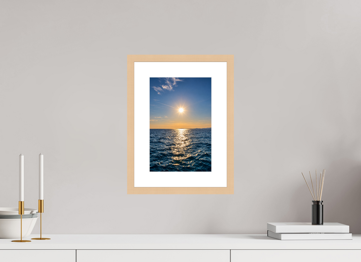 20 x 30 cm, Fineartprint im Rahmen natur Path of Light