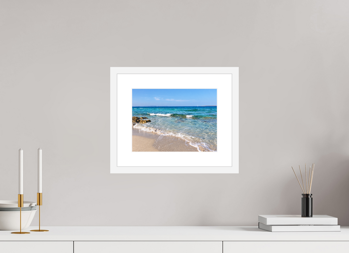 28 x 21 cm, Fineartprint im Rahmen - weiß Turquoise Whispers
