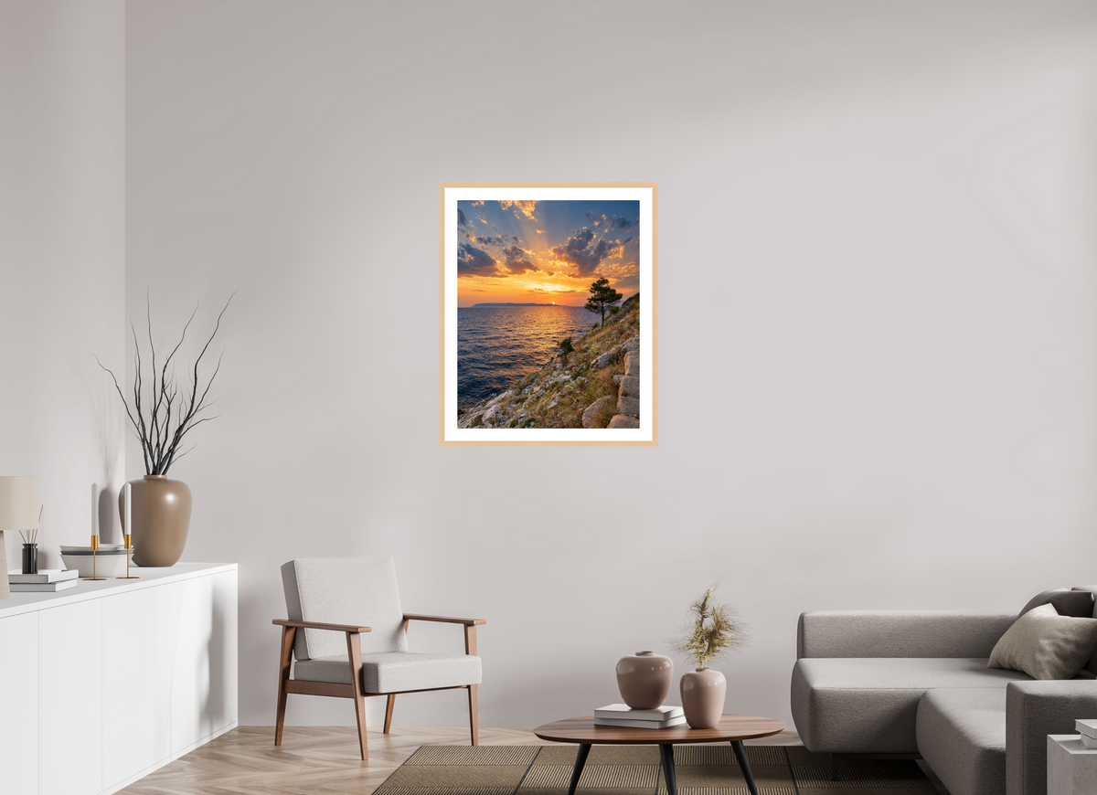 70 x 87,5 cm, Fineartprint im Rahmen - natur Adriatic Afterglow