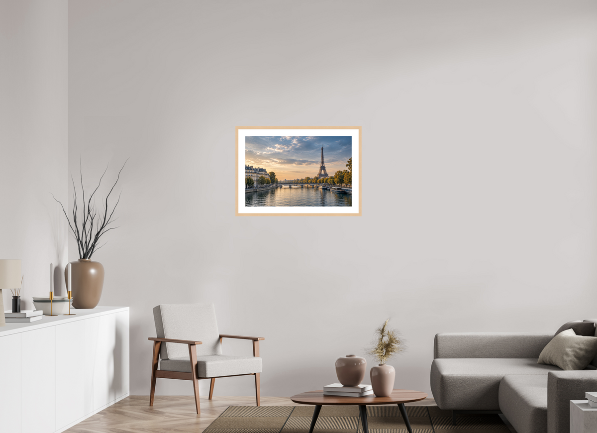 75 x 50 cm, Fineartprint im Rahmen - natur Paris — Timeless Seine