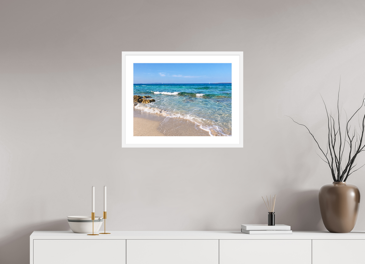 60 x 45 cm, Fineartprint im Rahmen - weiß Turquoise Whispers