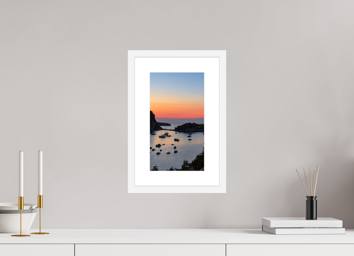 18 x 32 cm, Fineartprint im Rahmen - weiß Twilight Haven