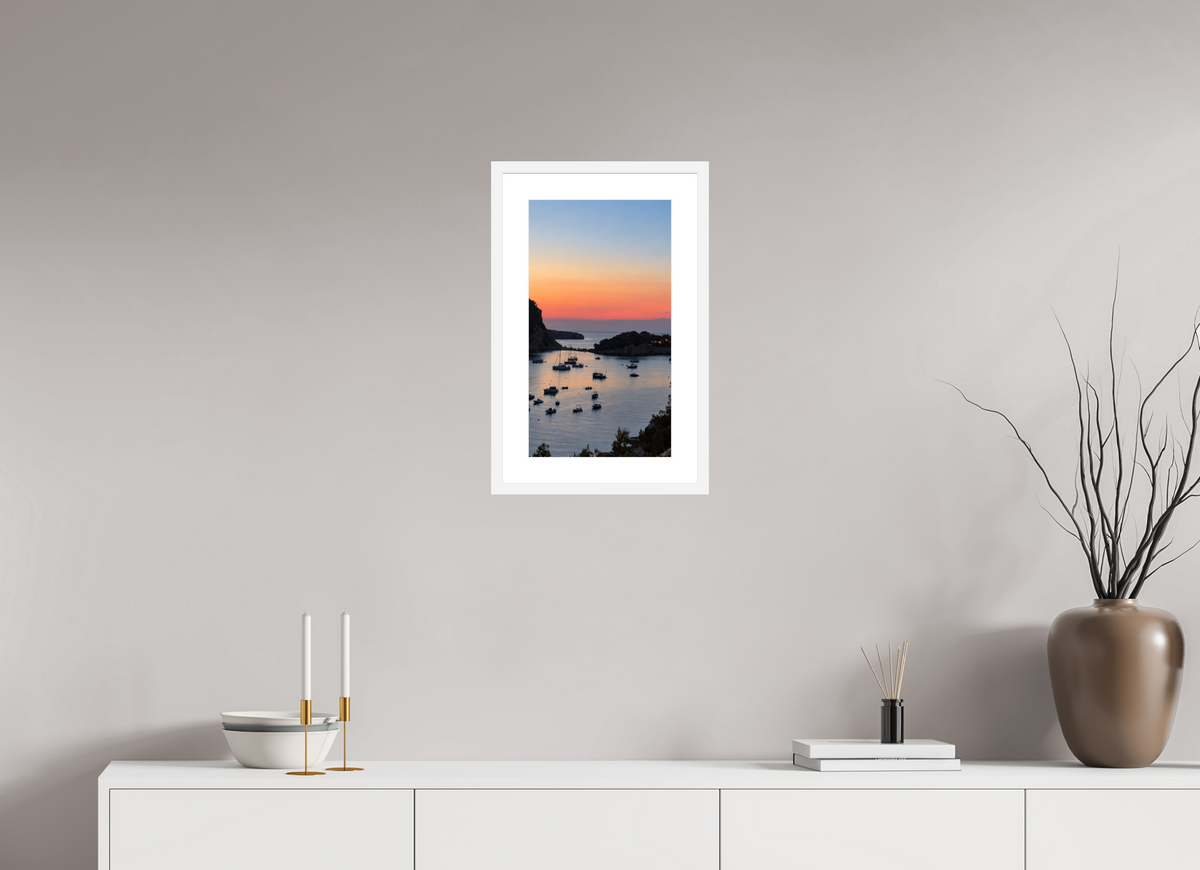 27 x 48 cm, Fineartprint im Rahmen - weiß Twilight Haven