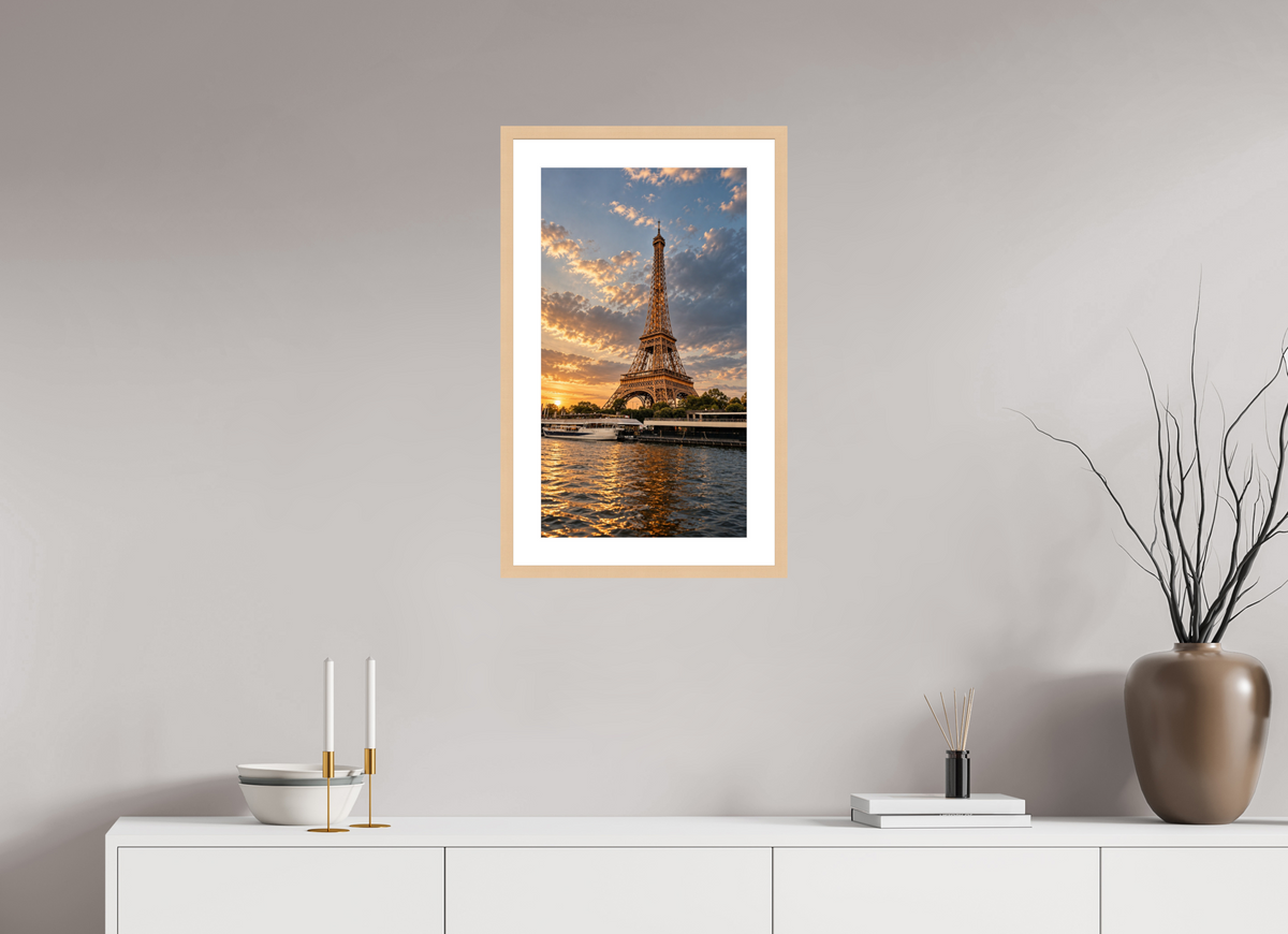 36 x 64 cm, Fineartprint im Rahmen - natur Paris Icon – Eiffel Tower