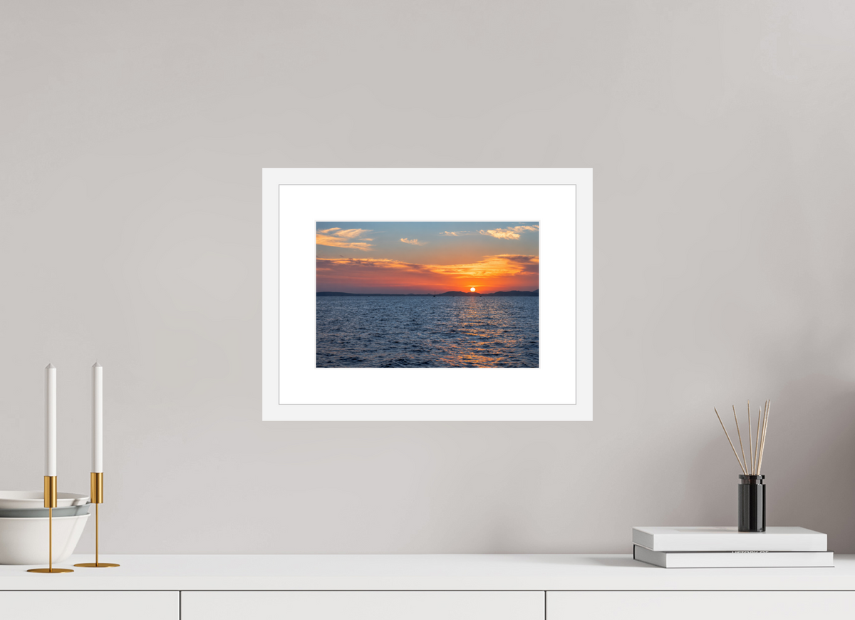 30 x 20 cm, Fineartprint im Rahmen - weiß Mediterranean Afterglow – Mallorca
