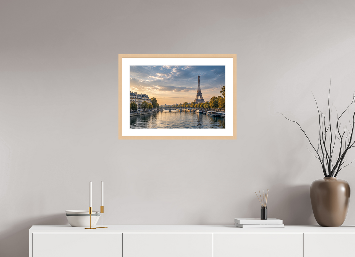 60 x 40 cm, Fineartprint im Rahmen - natur Paris — Timeless Seine