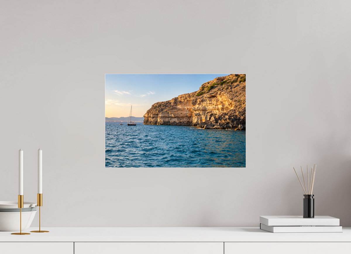 45 x 30 cm, Photo Print Under Acrylic Glass Golden Cala – Mallorca