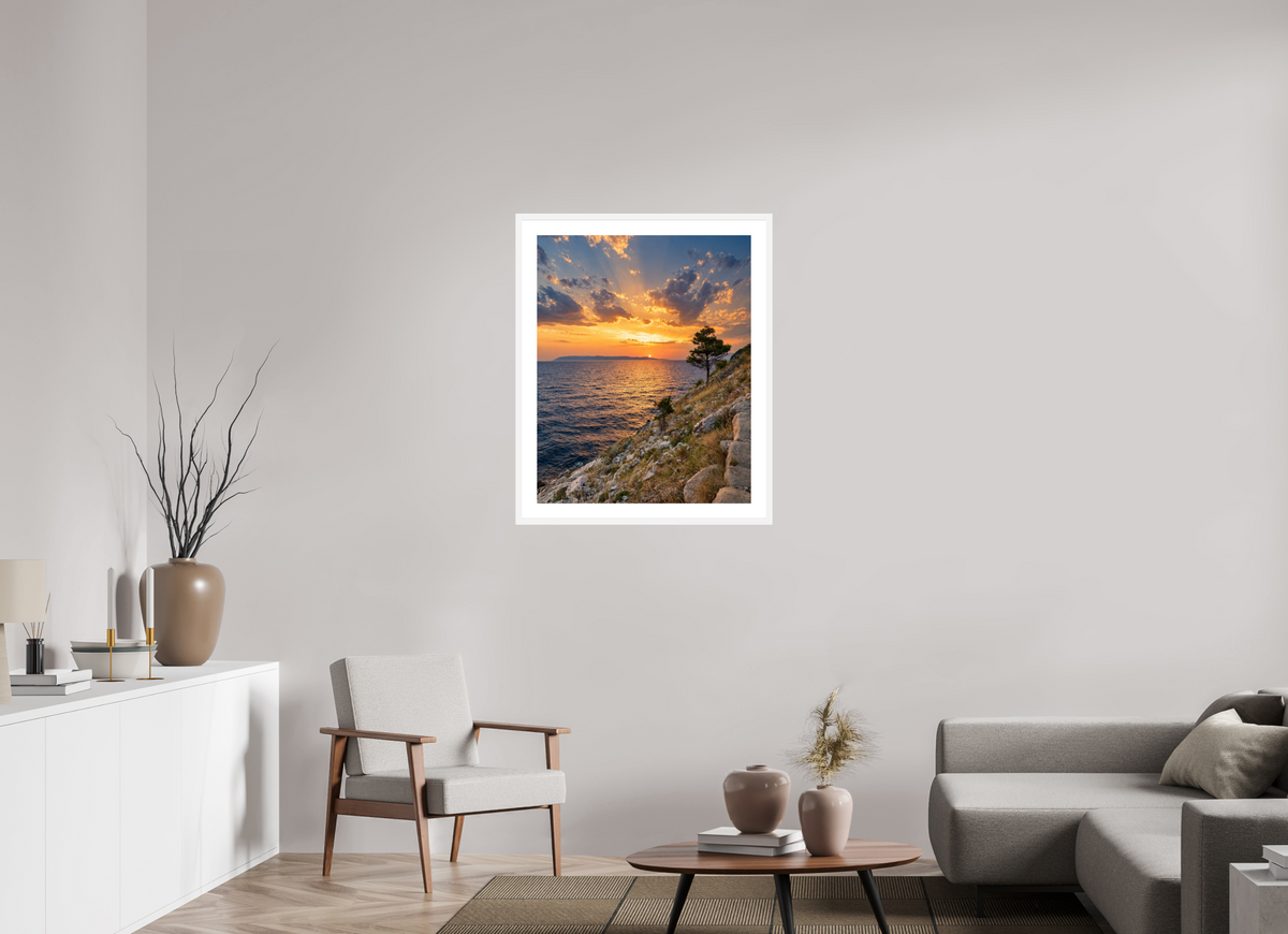 70 x 87,5 cm, Fineartprint im Rahmen weiß Adriatic Afterglow