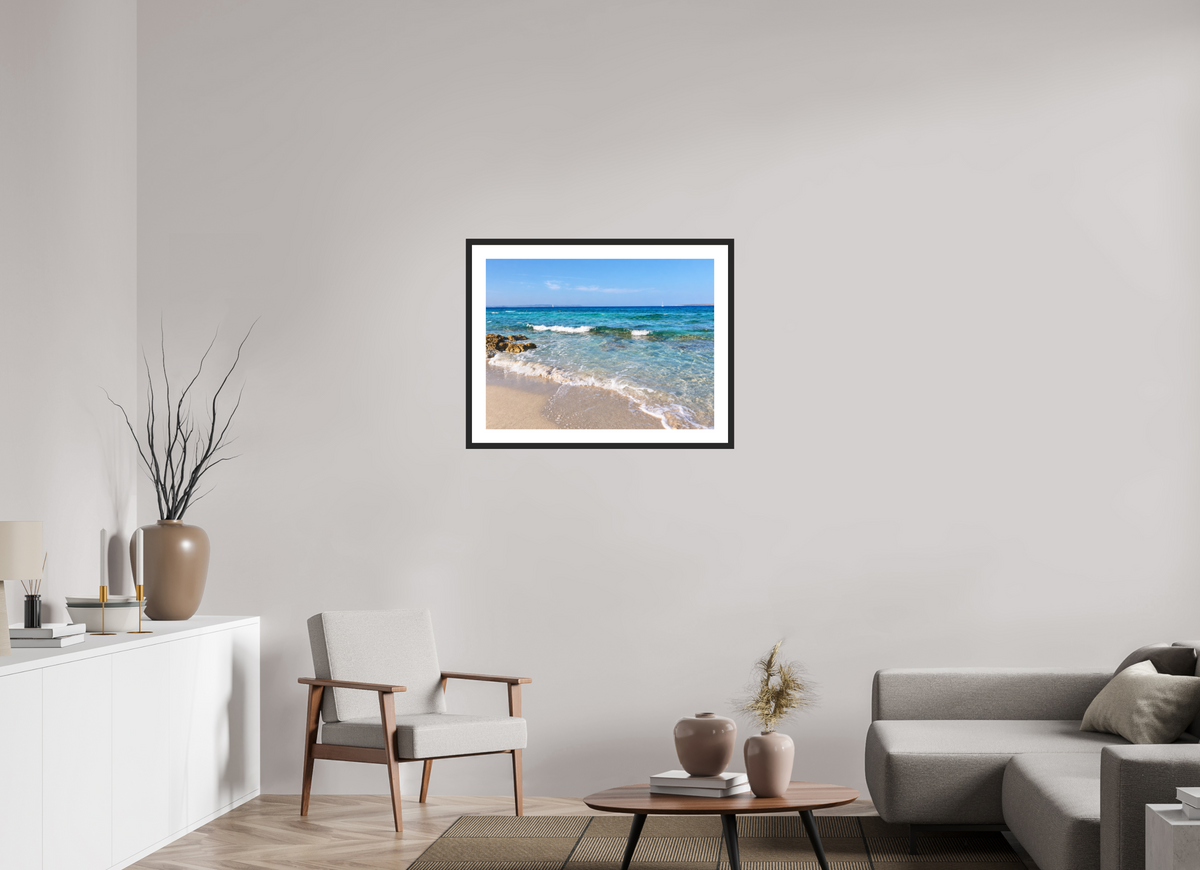 80 x 60 cm, Fineartprint im Rahmen - schwarz Turquoise Whispers
