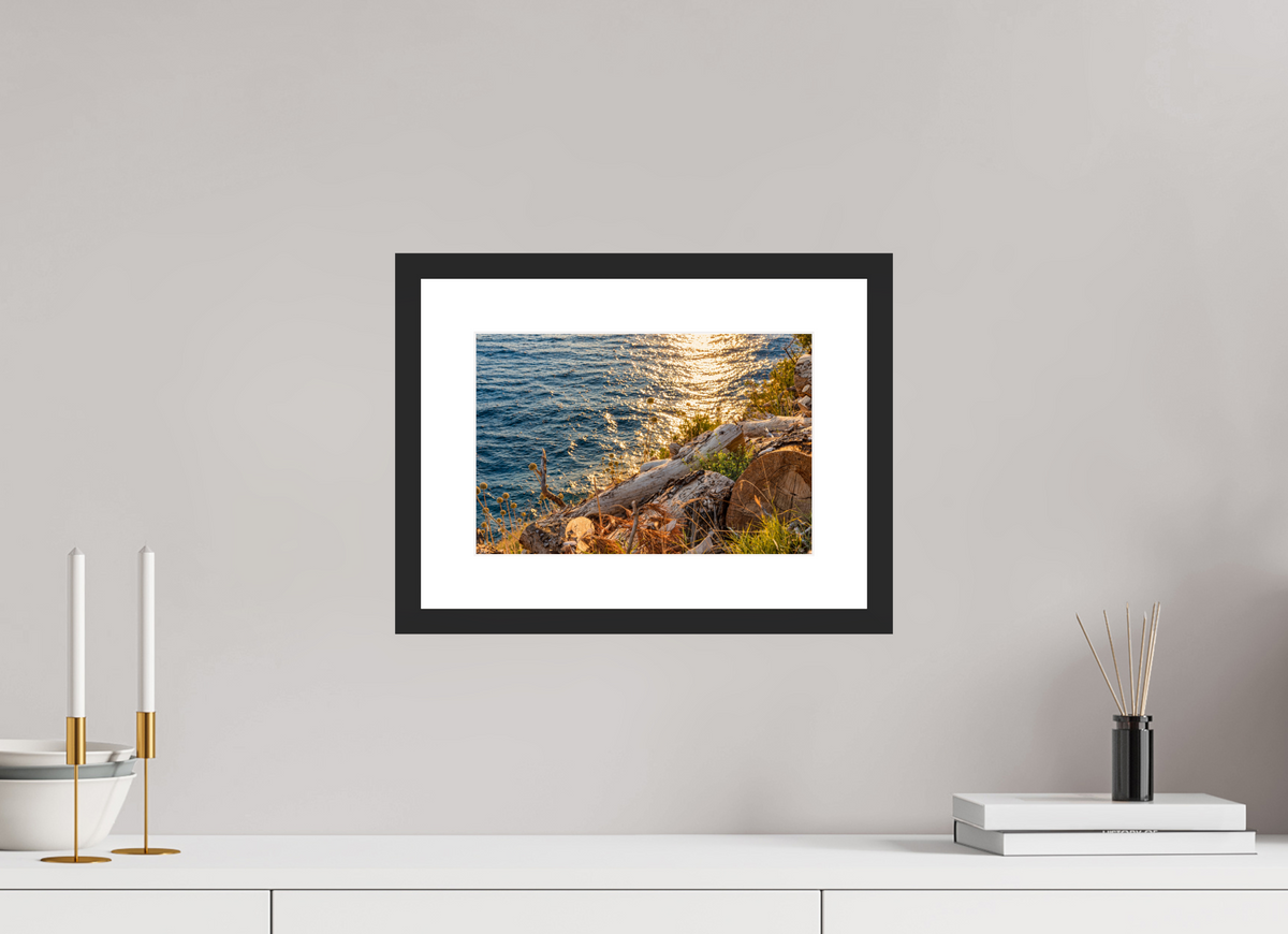 30 x 20 cm, Fineartprint im Rahmen - schwarz Coastal Golden Light