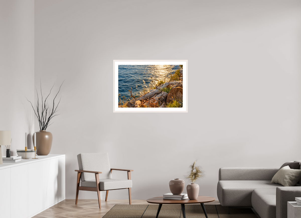 90 x 60 cm, Fineartprint - weiß Coastal Golden Light