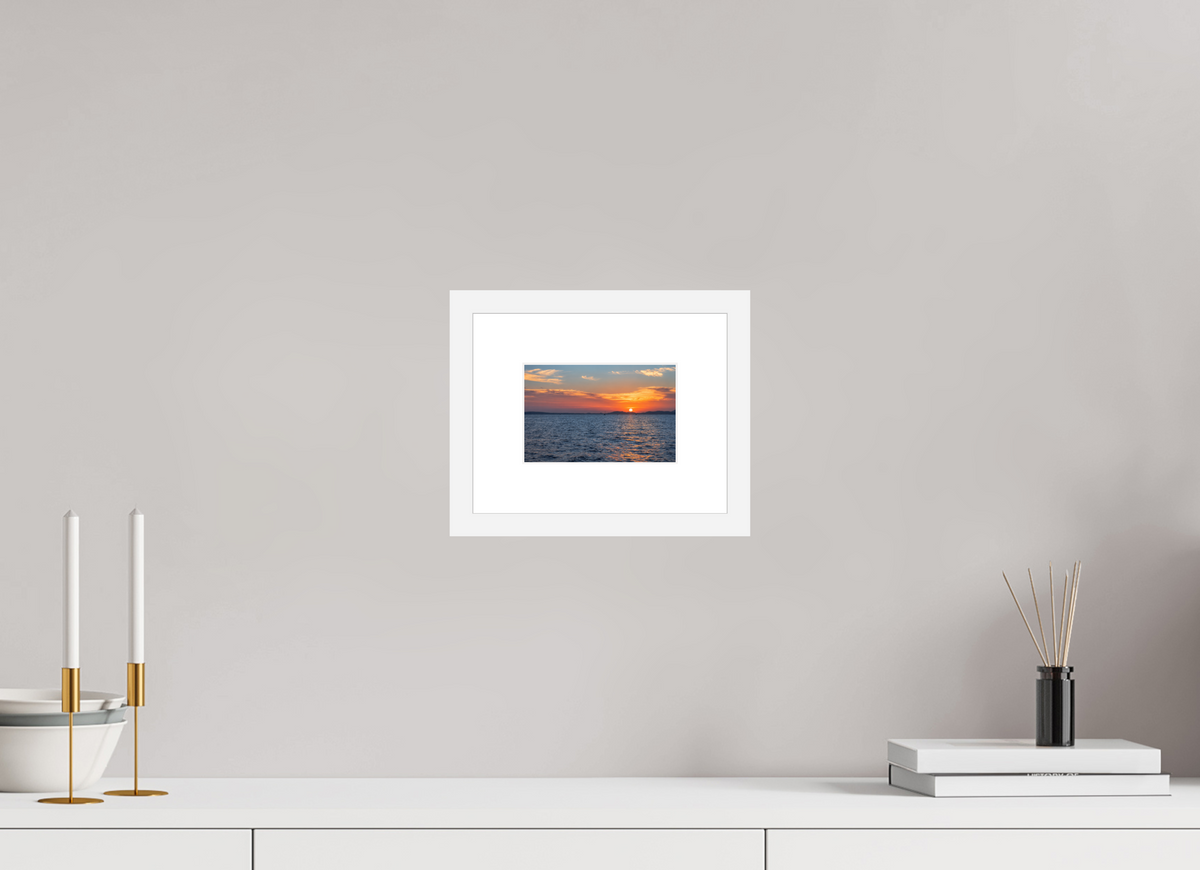 15 x 10 cm, Fineartprint im Rahmen - weiß Mediterranean Afterglow – Mallorca