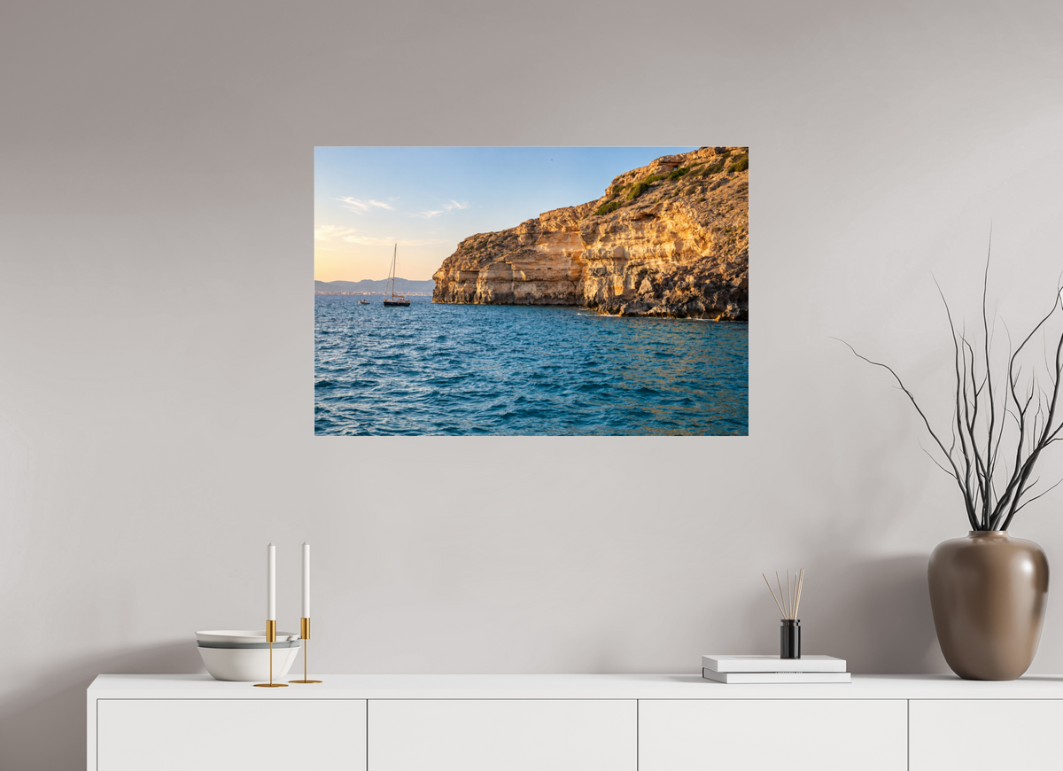 90 x 60 cm, Photo Print Under Acrylic Glass Golden Cala – Mallorca