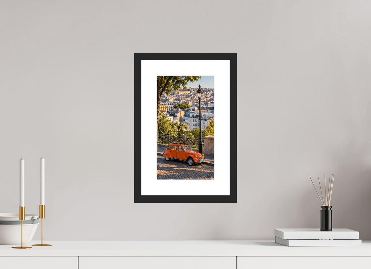 18 x 32 cm, Fineartprint im Rahmen – Schwarz Paris in Motion