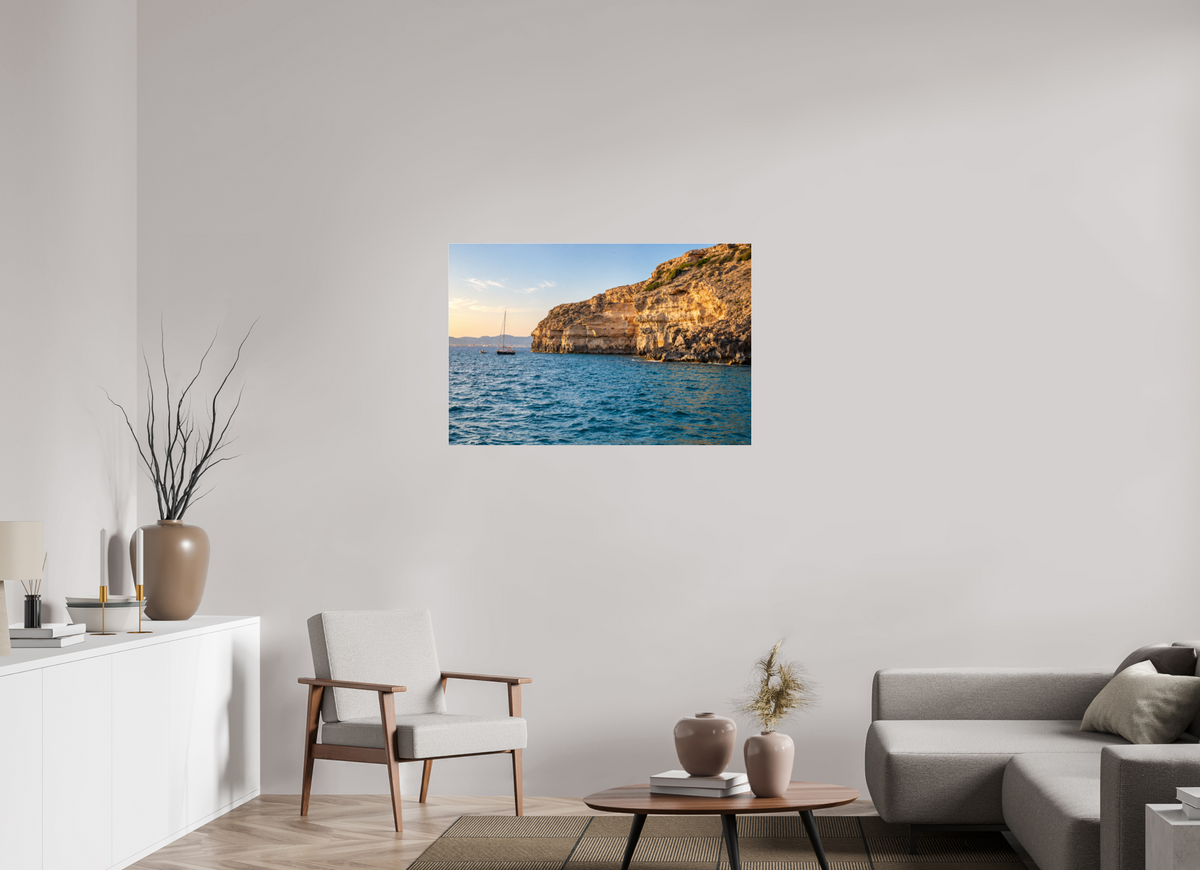 105 x 70 cm, Photo Print Under Acrylic Glass Golden Cala – Mallorca