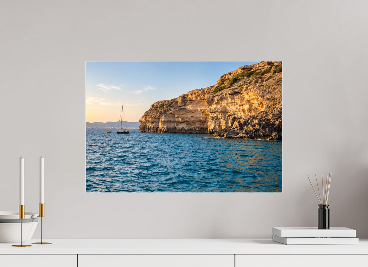 60 x 40 cm, Photo Print Under Acrylic Glass Golden Cala – Mallorca