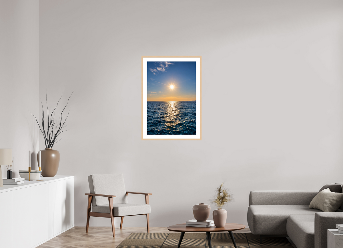 60 x 90 cm, Fineartprint im Rahmen natur Path of Light