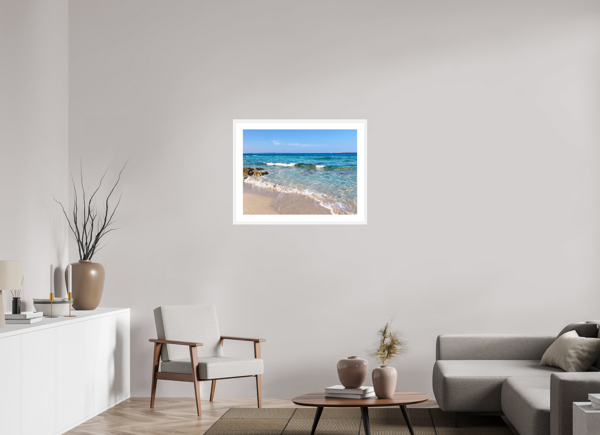 80 x 60 cm, Fineartprint im Rahmen - weiß Turquoise Whispers