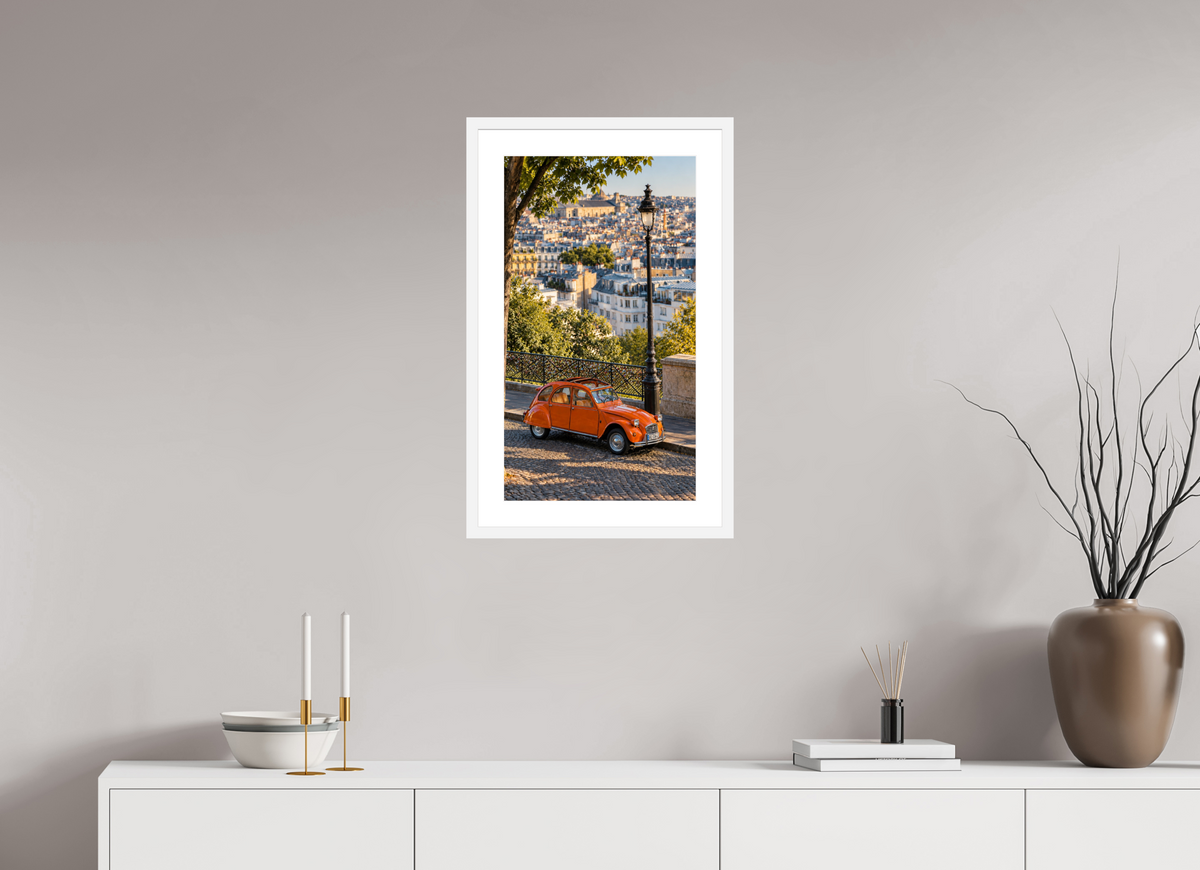 36 x 64 cm, Fineartprint im Rahmen – Weiß Paris in Motion