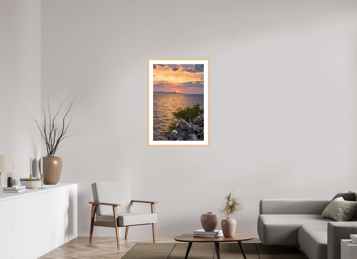 60 x 90 cm, Fineartprint im Rahmen - natur Last Lights