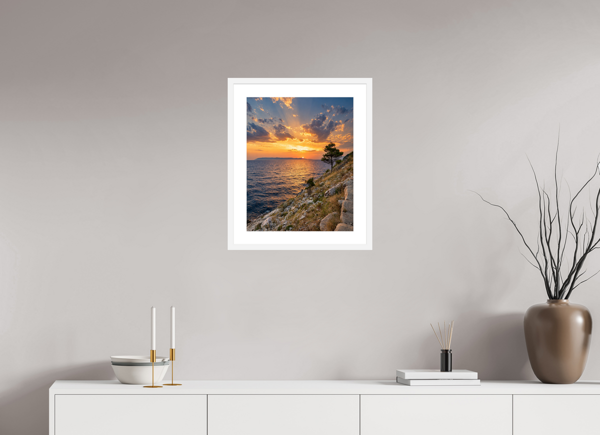 40 x 50 cm, Fineartprint im Rahmen weiß Adriatic Afterglow