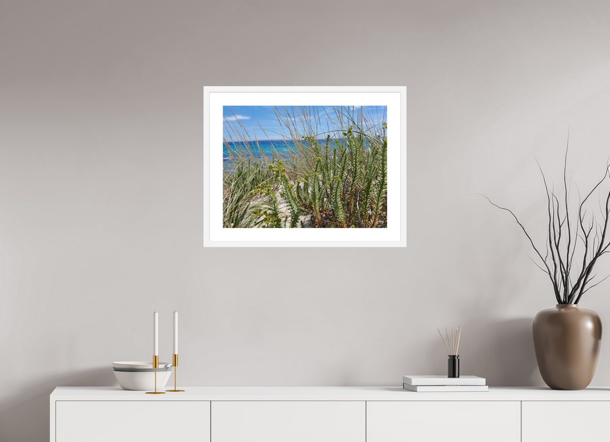 60 x 45 cm, Fineartprint im Rahmen - weiß Wild Coastal Grace