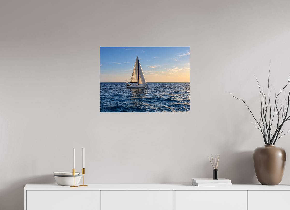 68,3 x 50 cm, Photo Print Under Acrylic Glass Sailing into Gold – Mallorca