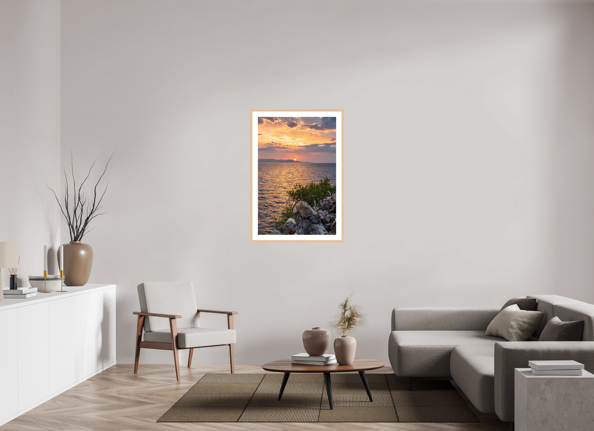 70 x 105 cm, Fineartprint im Rahmen - natur Last Lights