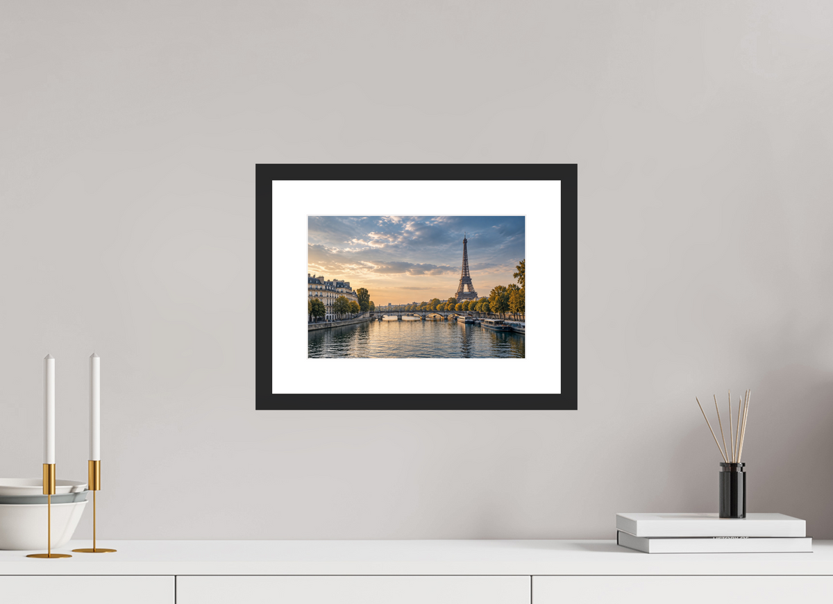 30 x 20 cm, Fineartprint im Rahmen - schwarz Paris — Timeless Seine