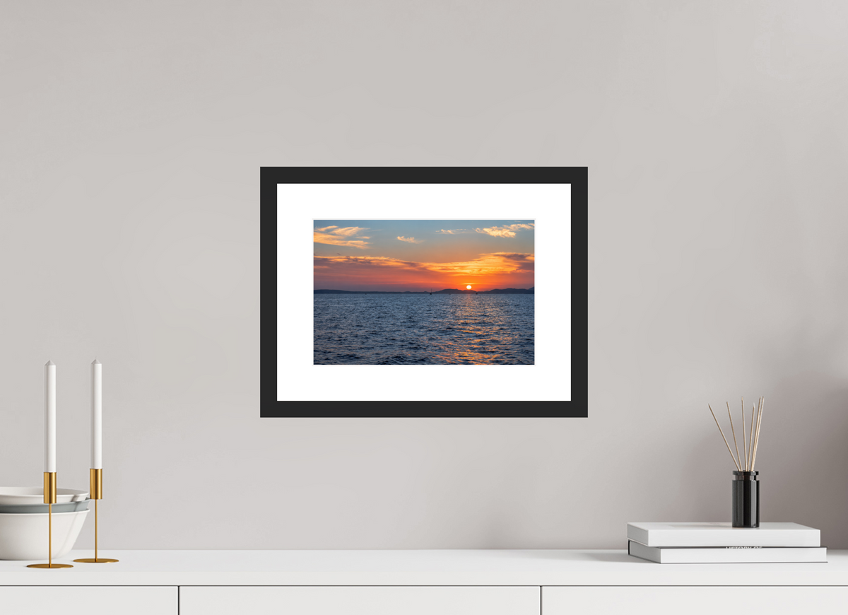 30 x 20 cm, Fineartprint im Rahmen schwarz Mediterranean Afterglow – Mallorca